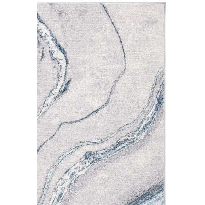 Shara Abstract Gray/Blue Area Rug, Rectangle 11' x 15'