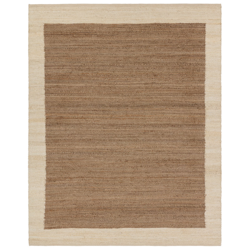 Tapis rectangulaire en jute / sisal tissé à la main en brun / beige, Rectangle de 5 pi x 8 pi
