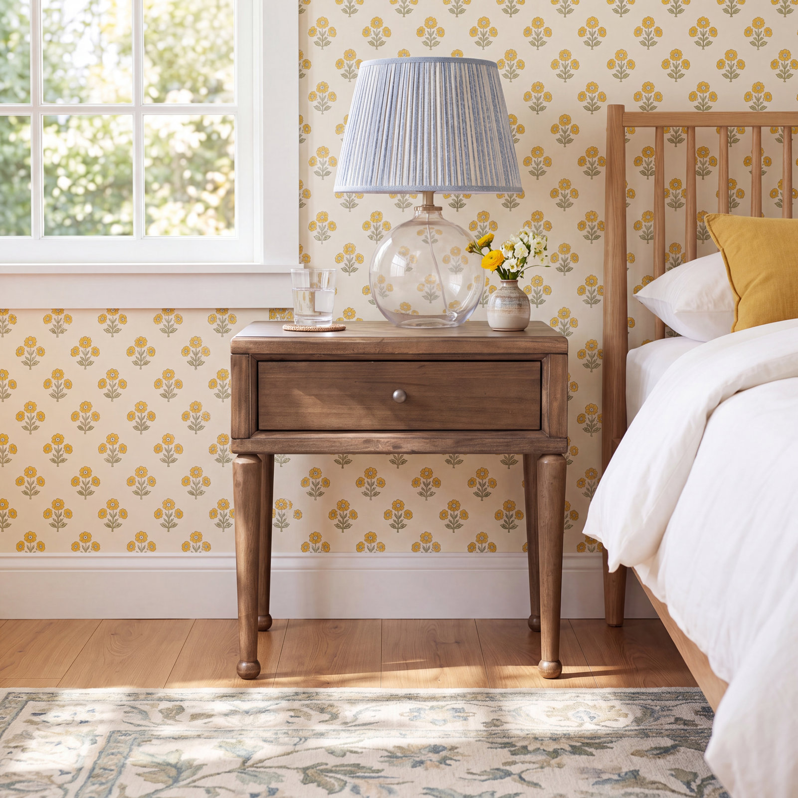 August 1-Drawer Acacia Nightstand