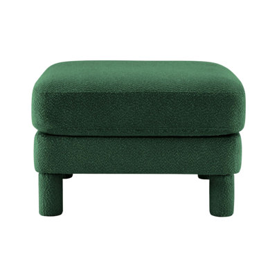 Modern Boucle Fabric Ottoman With Curved Armrests And Cylindrical Legs For Comfort And Style