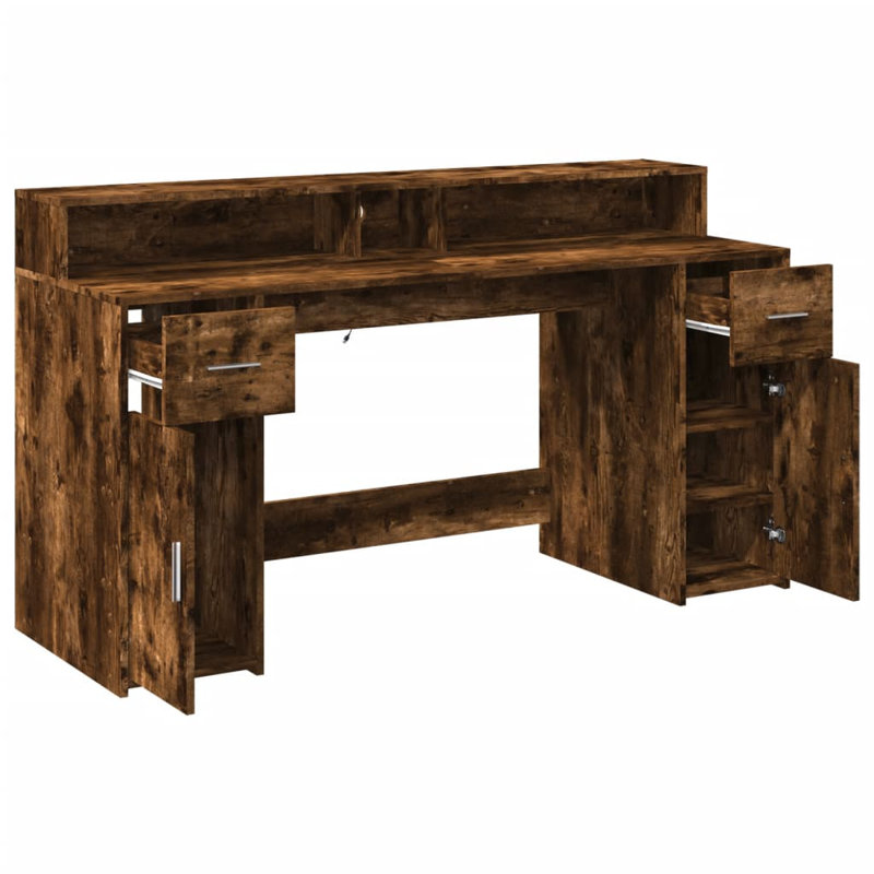 Computer Desk, Smoked oak, 91cm H x 160cm W x 55cm D