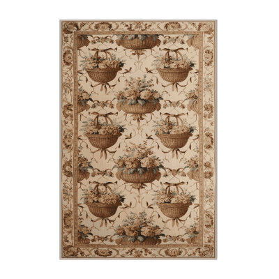 Machine Washable French Brown Area Rug