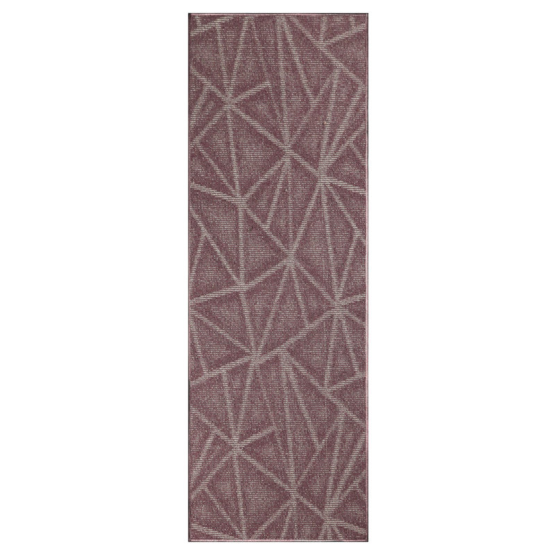 Tapis mauve à motif géométrique Dicus, Tapis de couloir 4 pi x 12 pi