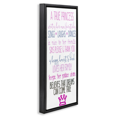 "Inspiring True Princess Rules", art mural sur toile, design par Kim Allen