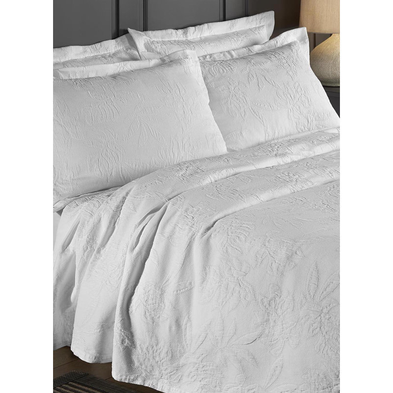 Bruto Cotton Floral Bedspread, White, 270 x 270 cm Bedspread