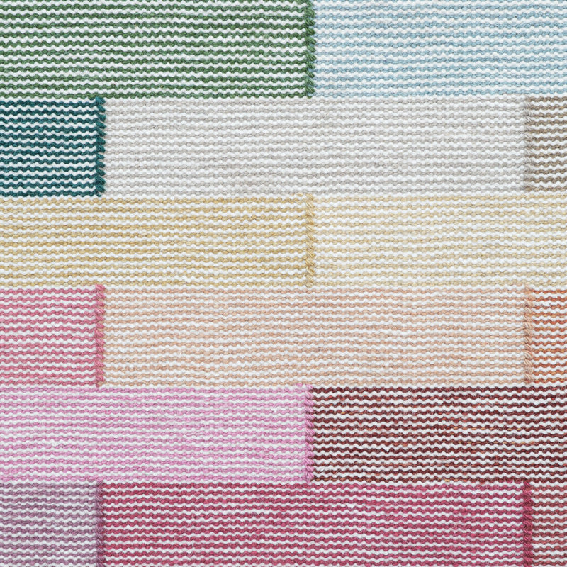 Illusion Patchwork Handwoven Wool Pink/Blue/Gray Area Rug, Runner 2'6" x 5'