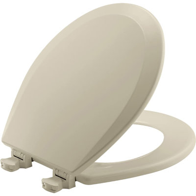 Molded Round Toilet Seat, Easy Clean and Change Hinge, (Bone)