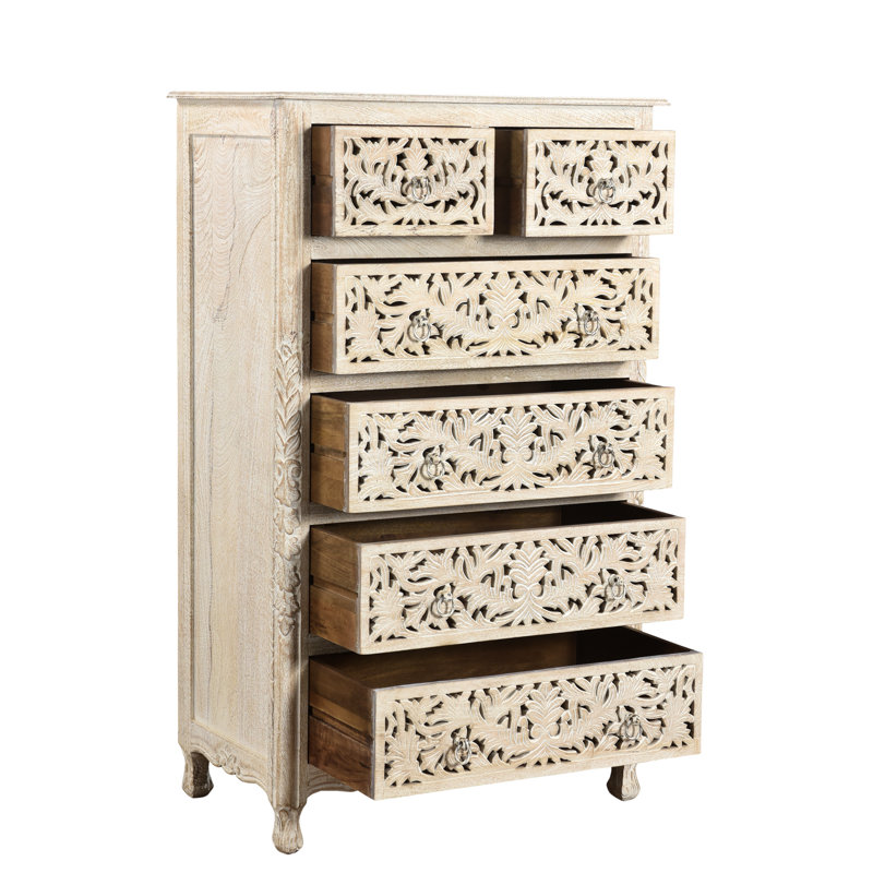 Commode 6 tiroirs Harleen, Blanc