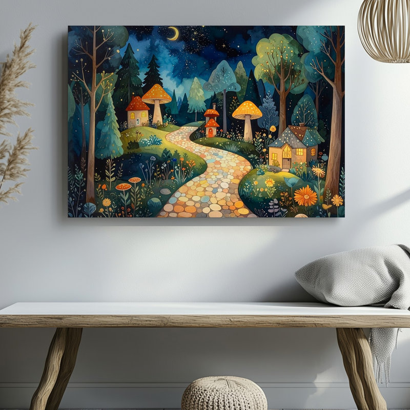«Enchanted Village», art mural sur toile forêt fantaisiste, H 9 po x l 12 po