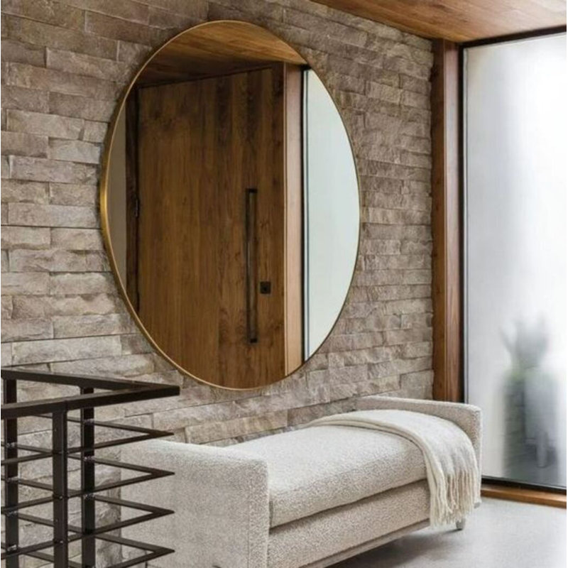 Miroir mural rond Hugo, Noir, noir, noir, noir, 60 po x 60 po