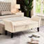 Tabouret de chevet 51,5 po en velours beige avec banc de rangement pratique en mousse