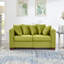 Velours avec esthétique moderne, accoudoirs carrés argentés, support en bois massif et housses de coussin amovibles-347785463