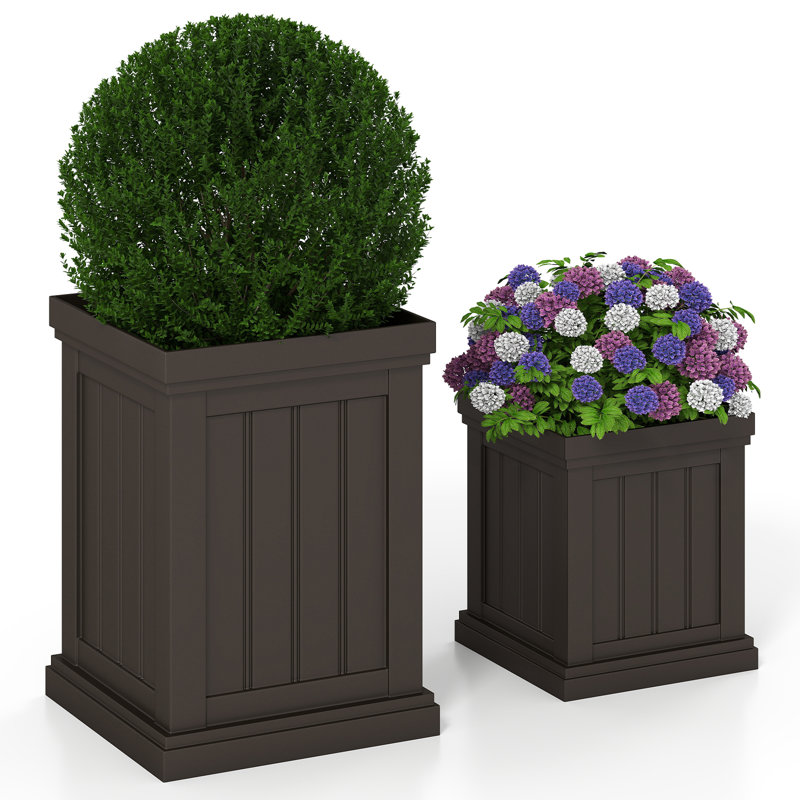Ensemble de jardinières carrées en plastique 19 po 19 po avec 2 trous de drainage et emboîtement