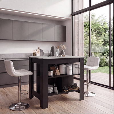 Cala Kitchen Island with Spacious Prep Table, 3 Open Storage Shelves, 4 Sturdy Legs and Comfortable Meal Prep Workstation Design for Modern, Functional and Organized Kitchen Island Table
