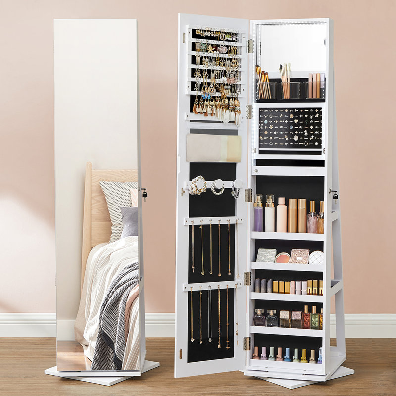 Ardolino 15'' Wide Jewellery Armoire with LED and Flip-over Makeup Shelf