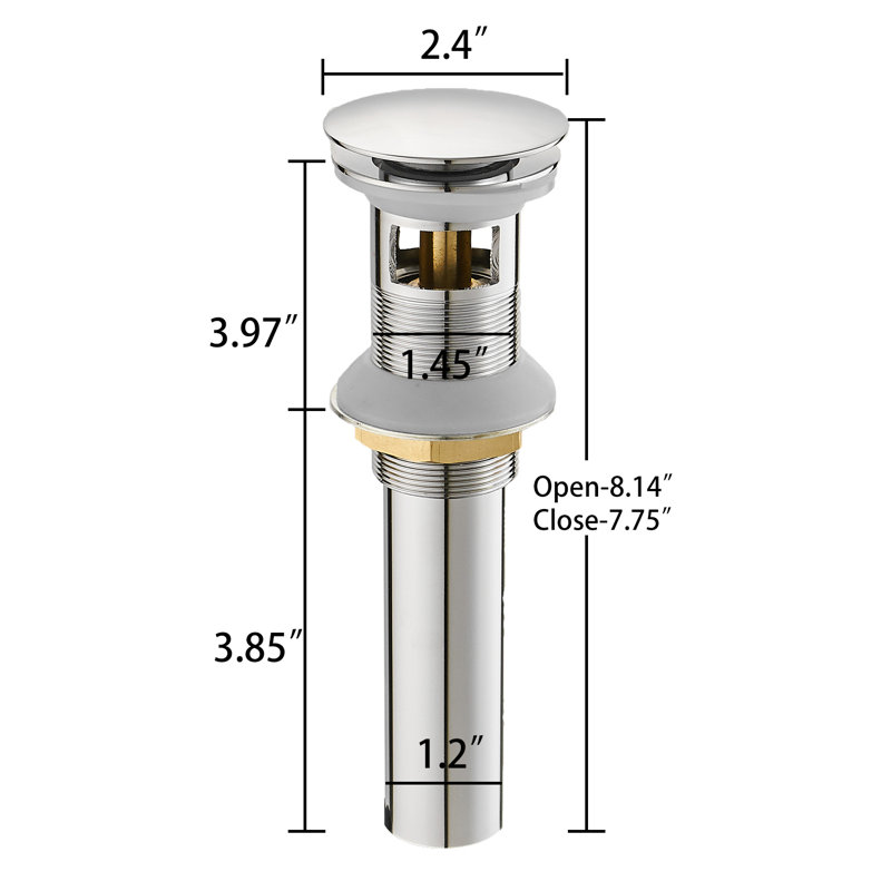 2.4'' W Drain Stopper, Yes, Polished Chrome