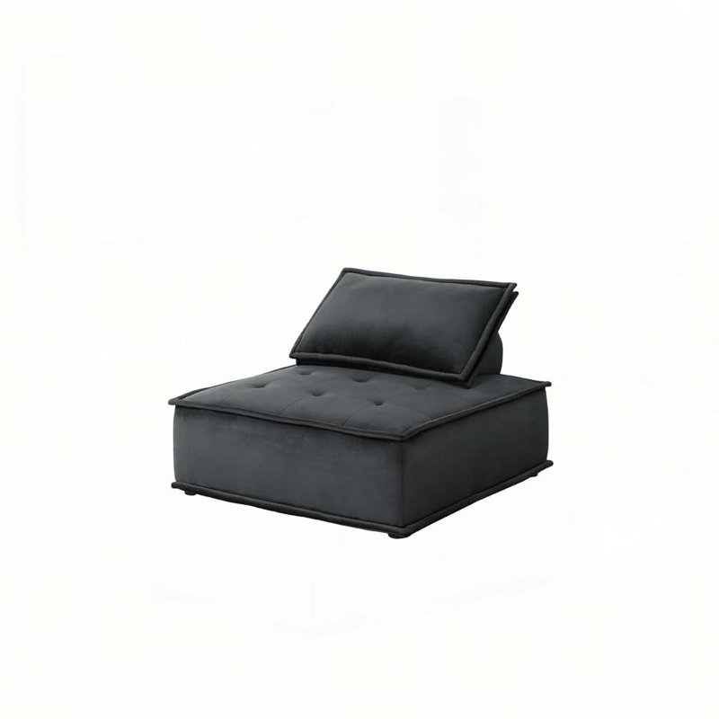 Chaise longue sans accoudoirs en velours noir Anna Anna