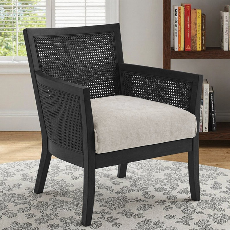 Fauteuil de campagne noir en polyester noir Madison Park, Black