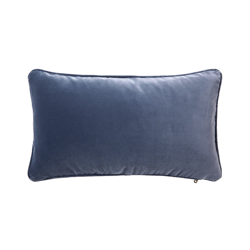 DIVAN Velvet Pillow Cover & Insert, Blue, Rectangle 13"H x 22"W