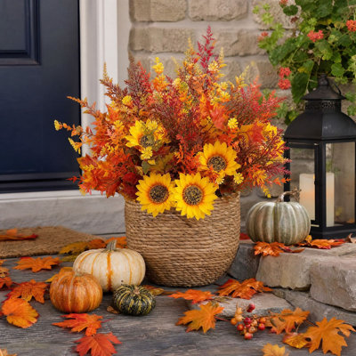 Halloween Decor Simulated Flowers Halloween Thanksgiving Decoration Props Artificial Fake Flowers Persian Maple Leaf Branch Decoration 7pcs