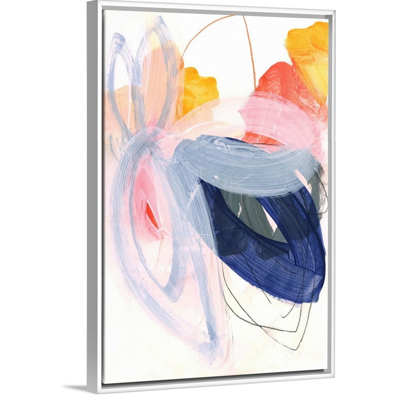 Reproduction d’art sur toile, "abstract painting XVII" par Iris Lehnhardt, H 32 po x l 22 po x P 1,75 po, Cadre blanc