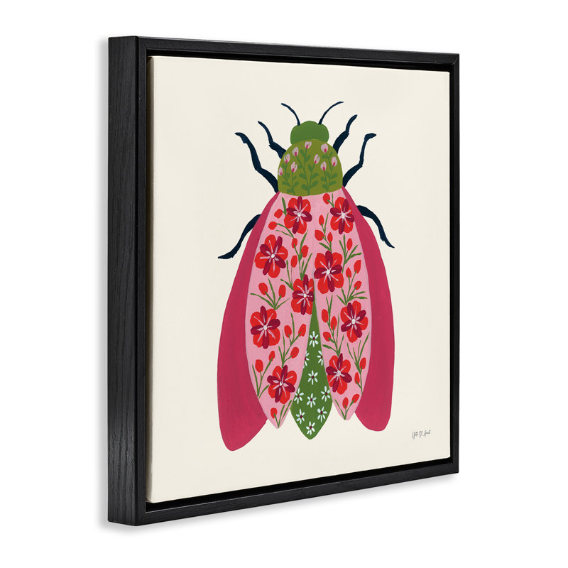  Art mural sur toile Blooming Beetle Floater par Yvette St. Amant, H 18 po x l 18 po, Cadre flottant noir de jais
