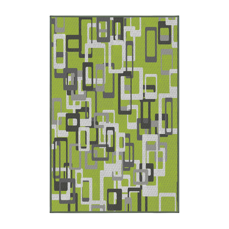 Tapis à motif géométrique vert, Rectangle 8 pi x 12 pi
