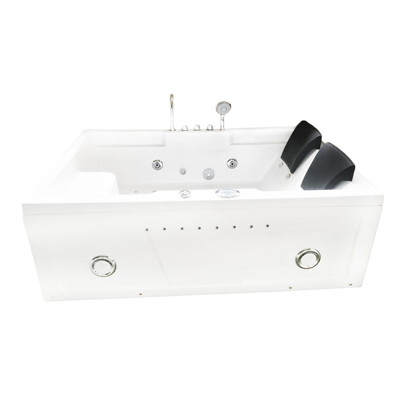 YELLOWSTONE 71" x 48" 2-Person White Whirlpool Bathtub with Dual Pump