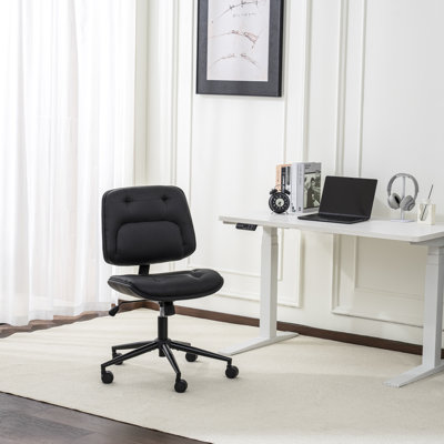 Office Desk Chair Pu Leather, Adjustable Height Armless Office Chair by George Oliver
