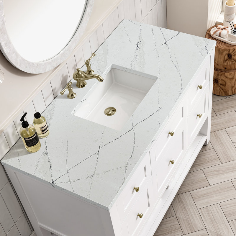 Breckenridge 48'' W Single Vanity, Ethereal Noctis, Bright White, 8" Widespread
