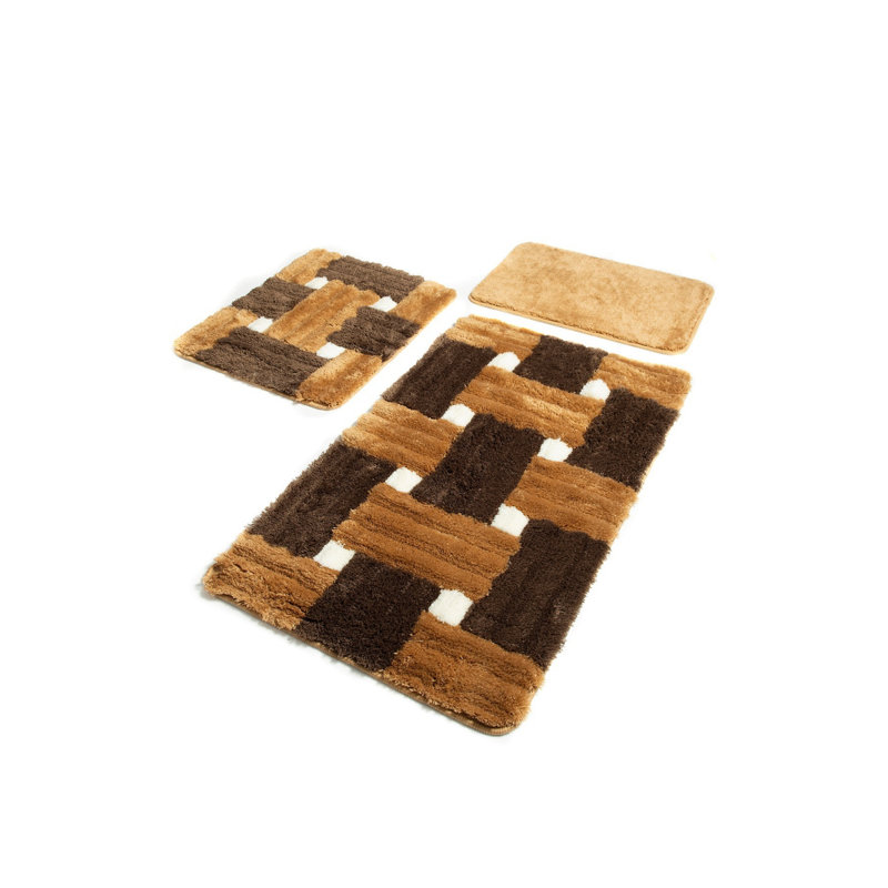 Ensemble de tapis de bain en acrylique de qualité supérieure (3 pièces), antibactérien antidérapant, 15,8 x 23,6 pouces, 19,7 x 23,6 pouces, 23,6 x 39,4 pouces | 100% acrylique, 1,4 lb / pied carré | Lavable à la machine, doux et durable pour la sécurité de la salle de bain