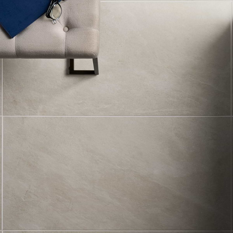 Era 24x48 Matte Textured Limestone Look Porcelain Tile, Linen White
