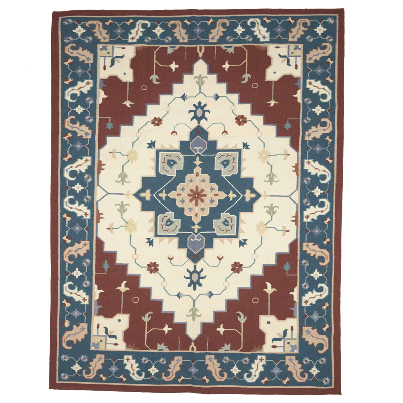 Tapis oriental crème crème Dhurrie 9X12