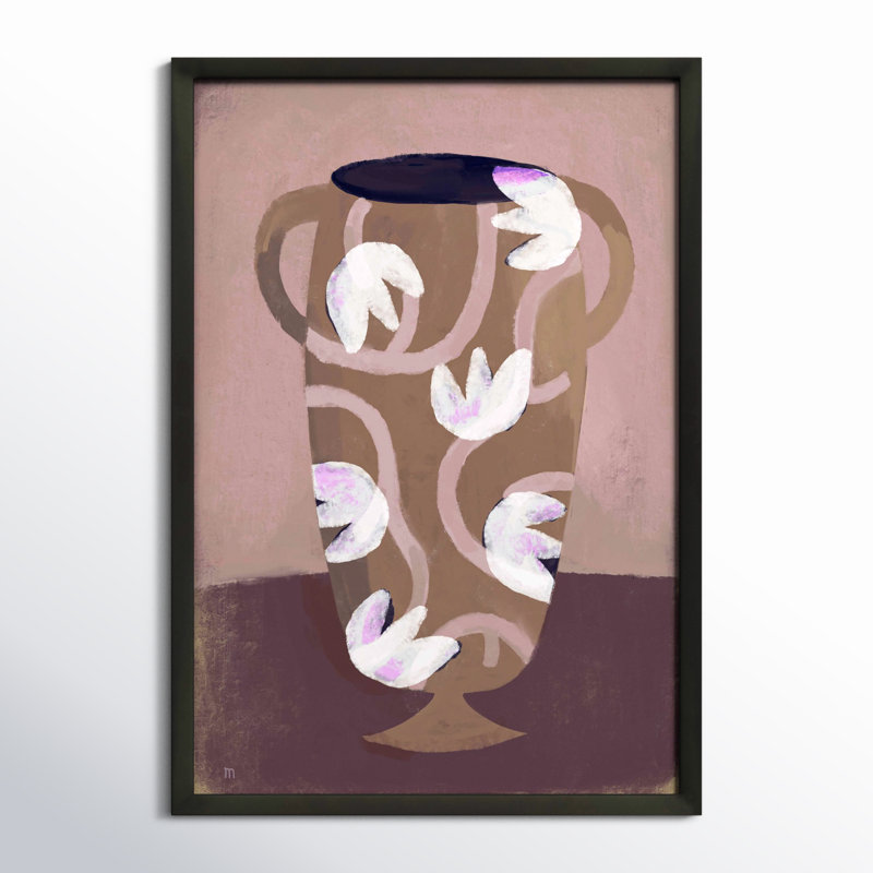 Vase fleuri "Cairo" encadré par Marco Marella pour Studio M, Papier avec cadre noir, H 50 po x l 35 po