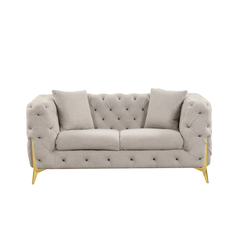Moorehead 67.32" Boucle Fabric Loveseat, Light Gray Boucle Fabric