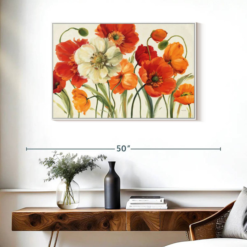 Mélodie des coquelicots, Cadre flottant blanc, 37 po x 25 po