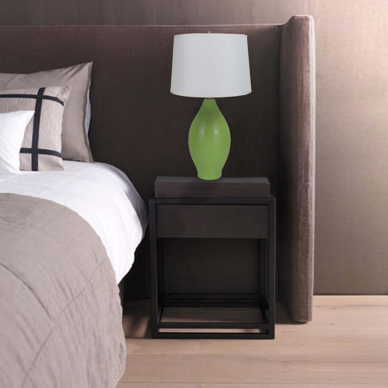 LAMPE DE TABLE EN CÉRAMIQUE ROUGE DE 28 po H