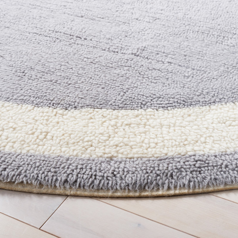 Tapis gris / ivoire lavable à la machine Vermont 477, Rond 6 pi