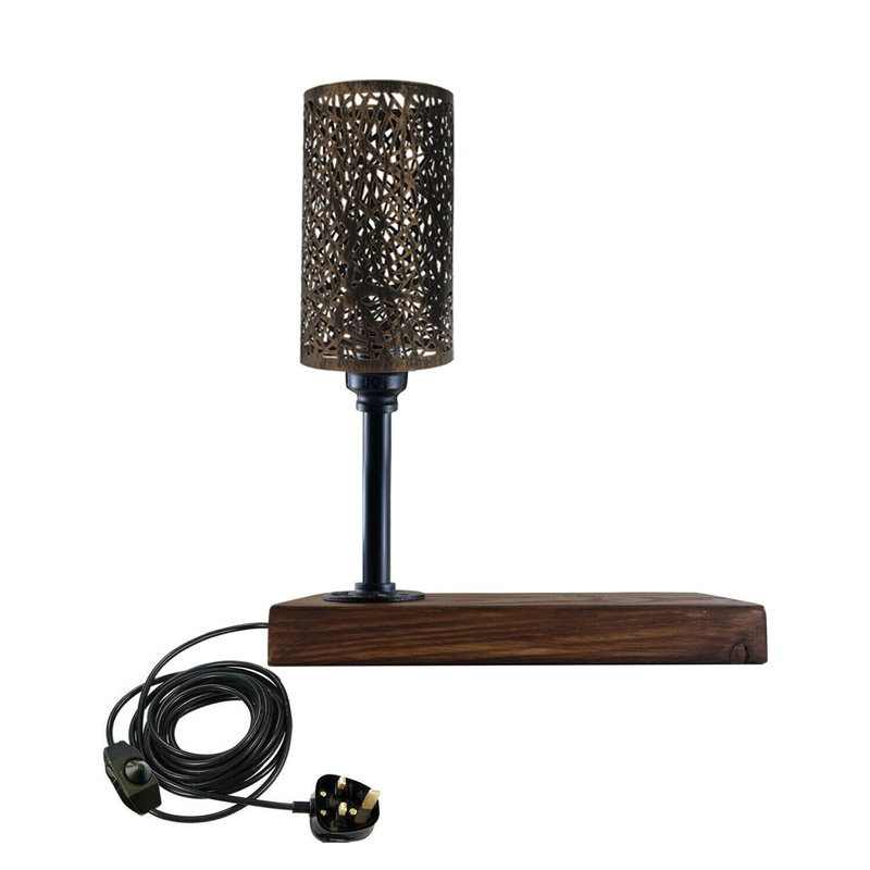 Karley Wood Novelty Lamp, Brushed Copper