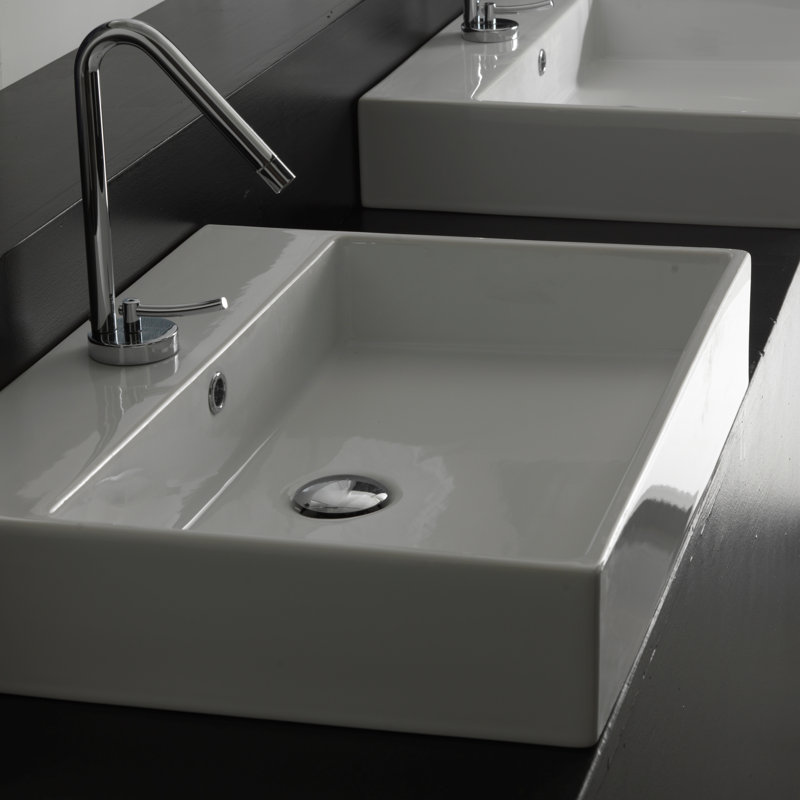 Unlimited 18.3'' L Bathroom Sink, Single Hole, Glossy White