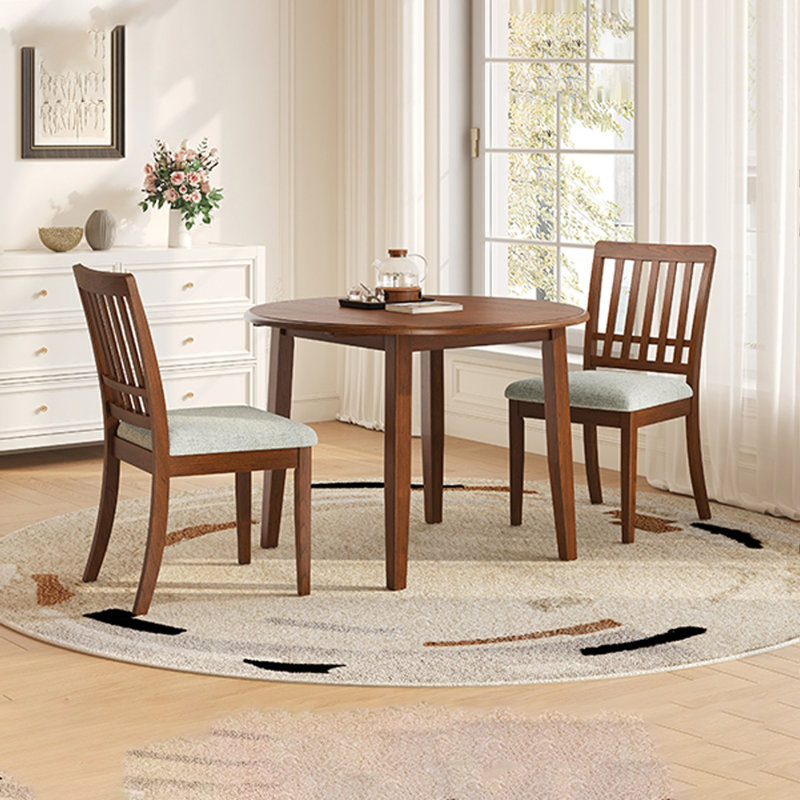 Ensemble de table de salle à manger 3 pièces pour 2 personnes, 1 table de salle à manger pliante en bois + 2 chaises rembourrées, conception compacte pour les petits appartements et les salles à manger