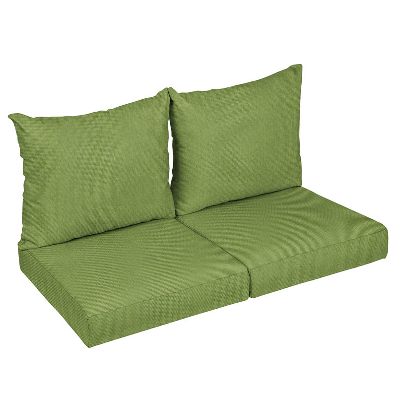 Sunbrella Outdoor 5'' Loveseat Seat / Back Cushion, 25" W x 25" D, Green Sunbrella®