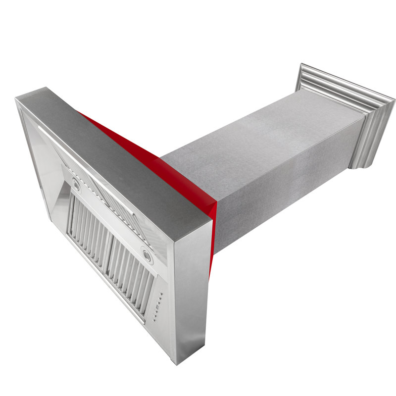 36" Fingerprint Resistant Stainless Steel Range Hood with Fingerprint Resistant Shell (8654SN-36), Red Gloss