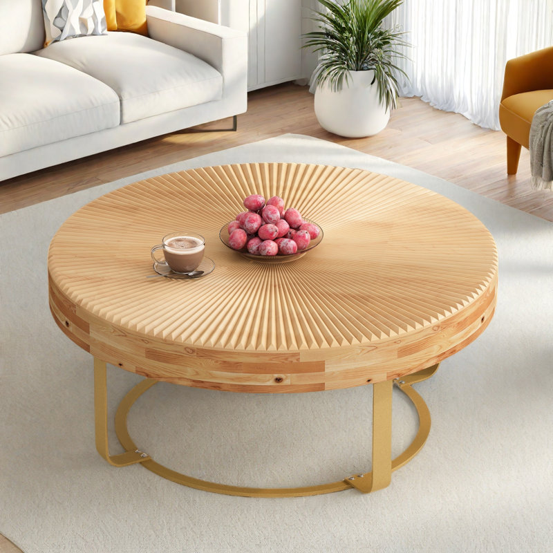 Lucasville Solid Wood Top Single Coffee Table, Gold