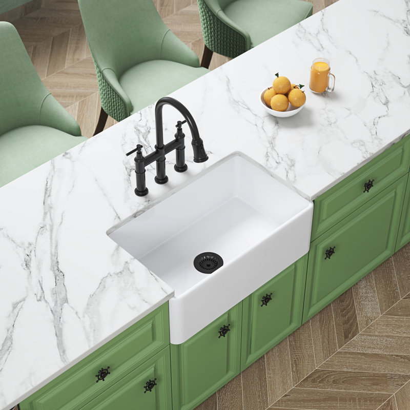 White Undermount Kitchen Sink - Deep Apron Ceramic 10.25 In. X 17.98 30.69 In., 85.53 Lb, 16.00 24.00 36.00 Package 10X18x30 In, 84 Lbs, 16X24x36 In Package, 103 Lbs