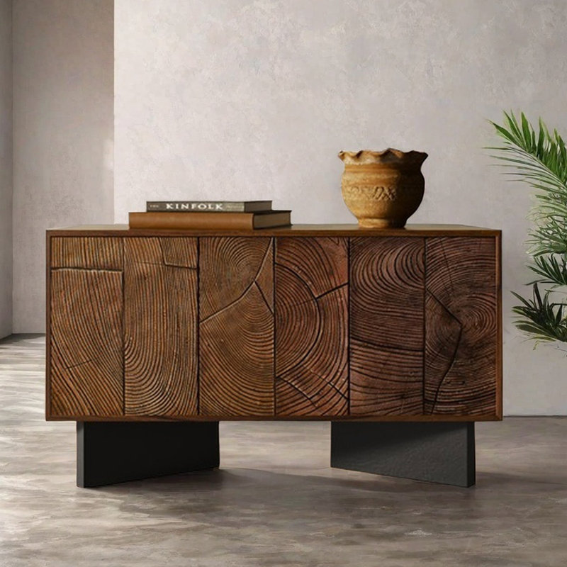 Solid wood carvings decorate display cases