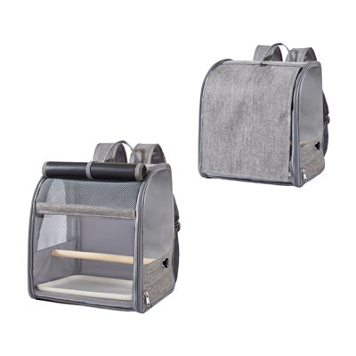Bird Carrier Backpack 15x12.2x9.7in Transparent Window For Parrots Pigeons Cockatiel Hiking, Dark Gray