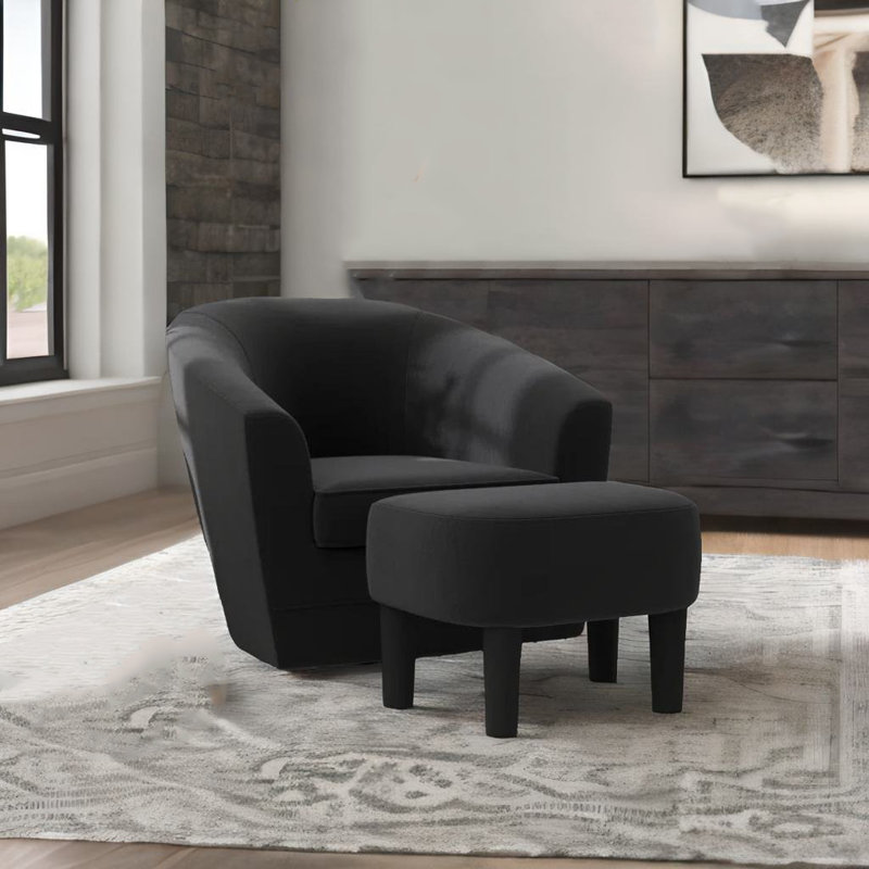 Fauteuil demi-tonneau Heta, Mélange de polyester noir
