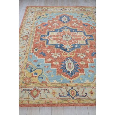 Exquisite Rugs Richmond Serapi Handmade Hand-Tufted New Zealand Wool On Canvas Beige/Red Area Rug