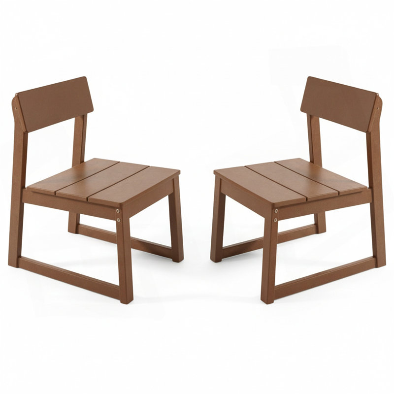 2-Pack HDPE outdoor & garden backres Modernist Designt chairs, Brown